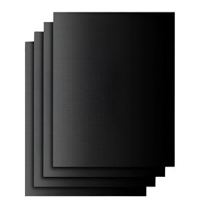 Set 4 Folii Teflon Antiaderente pentru Grătar și Cuptor – 40x33 cm, Negru