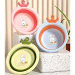 Cadă pliabilă rotundă pentru bebeluși, model iepuraș, 3.3L, albastru, 30x31x3.5 cm - Image 7
