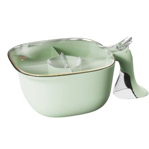 Set Cutie Depozitare Condimente cu 4 Compartimente, Capac și Mâner – Verde, 21x14x10 cm