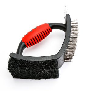 Perie 3 în 1 pentru Grătar cu Racletă și Burete – Oțel inoxidabil, 16 x 7 x 11 cm