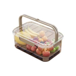 Caserolă Prânz cu Separator Gheață și Scurgere – Gri/Transparent, 25x16.5x11.5 cm