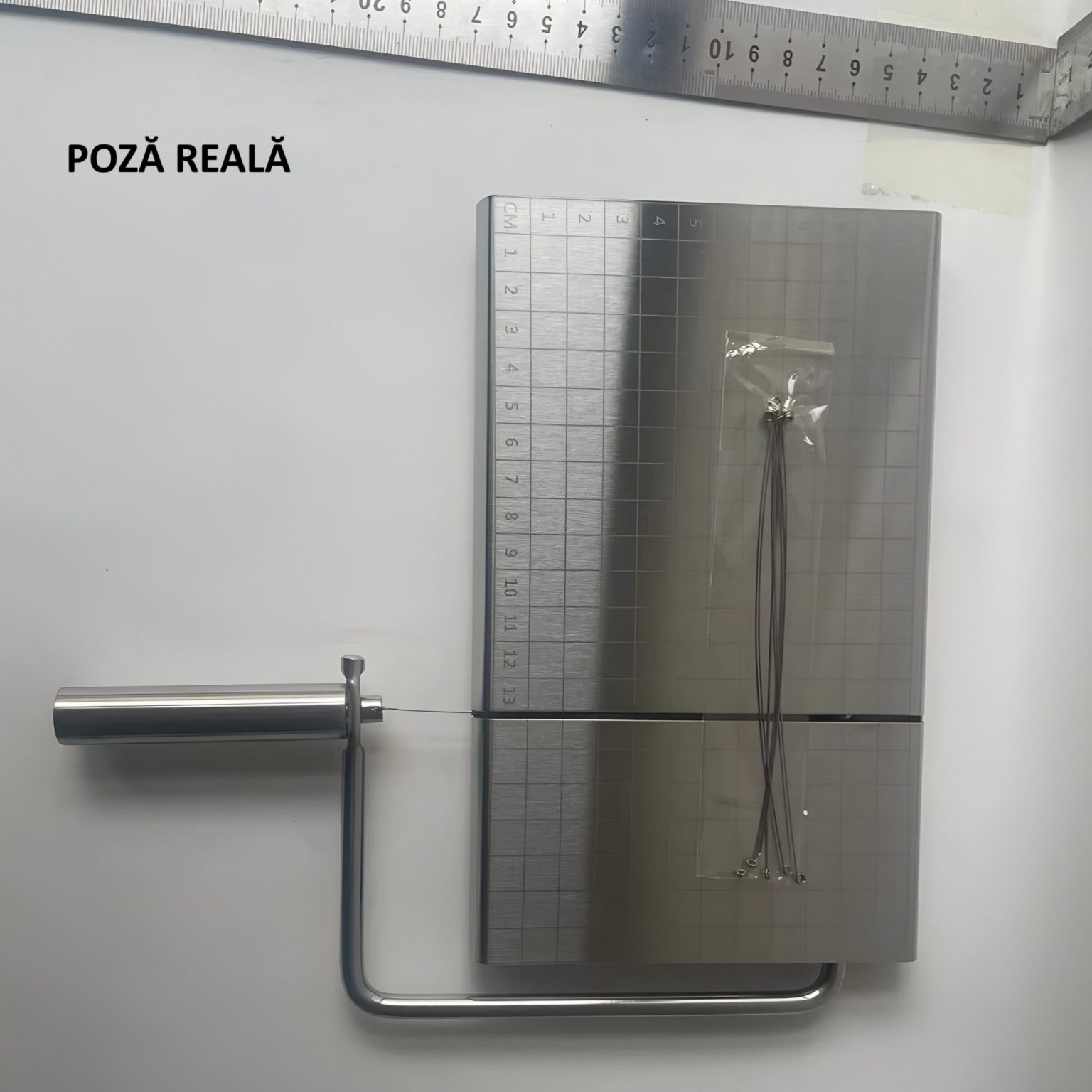 Feliator Brânză din Oțel Inoxidabil, cu Mâner Ergonomic, 5 Fire de Rezervă, 24x21 cm, Argintiu - Image 6