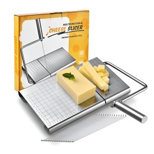 Feliator Brânză din Oțel Inoxidabil, cu Mâner Ergonomic, 5 Fire de Rezervă, 24x21 cm, Argintiu