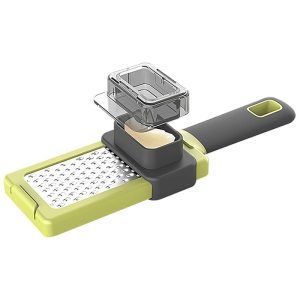 Răzătoare multifuncțională – Usturoi, brânză, cașcaval, 20.3x5.8x3.3 cm, Verde/Gri