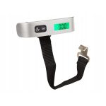 Cântar Digital Portabil cu Curea – Alb-Negru, 50 kg, Funcție Tare, 12.5 x 2.8 x 2.8 cm