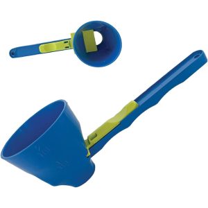 Lingura Gradata, Tip Palnie, din Plastic, Coada Lunga, 8 x 8 x 3 cm, Albastru/Verde