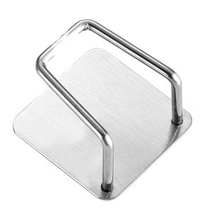 Organizator bucătărie cu adeziv, suport pentru burete, 5x5x3,5 cm, oțel inoxidabil, gri