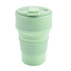 Pahar pliabil din silicon pentru calatorii, camping, 500 ml, verde