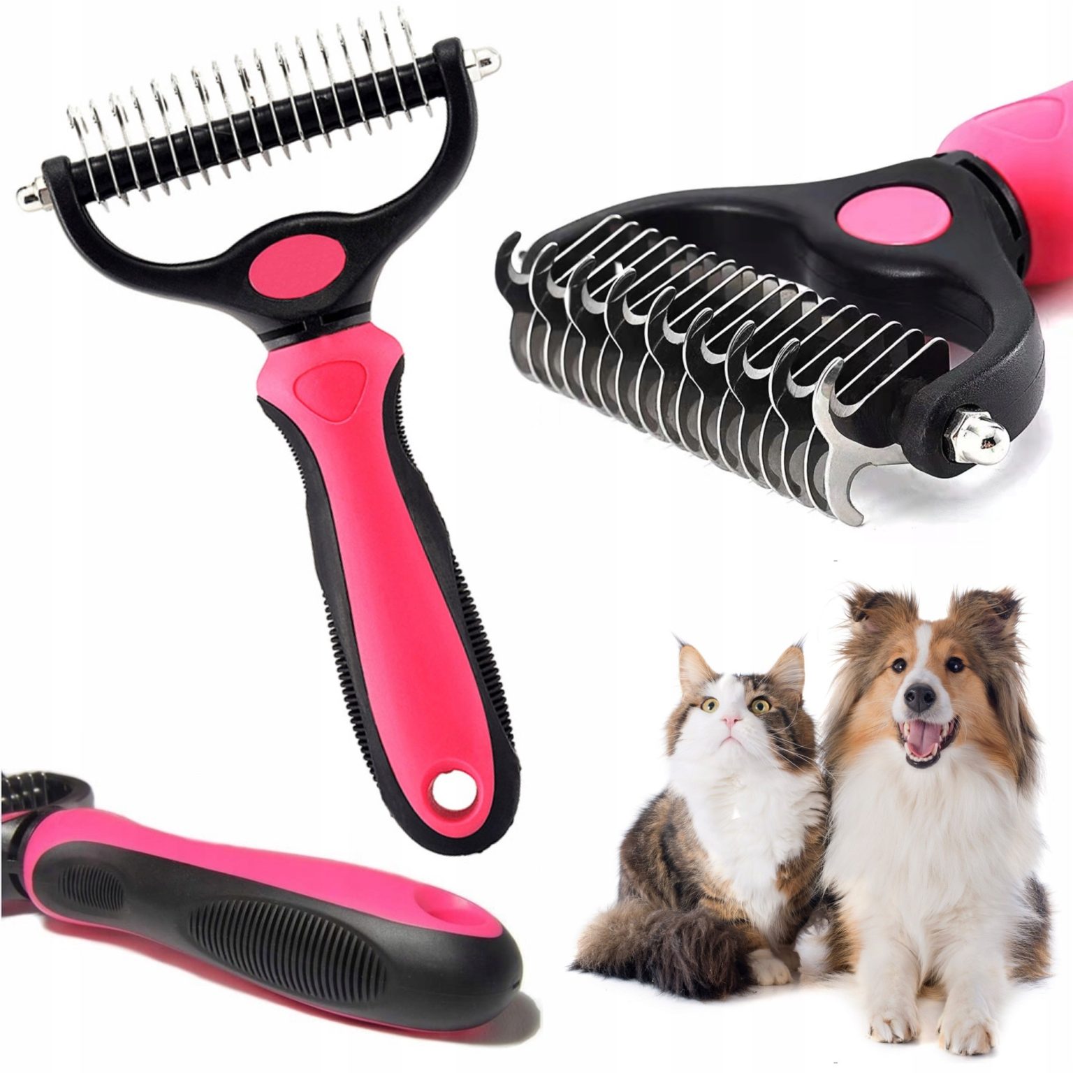 Pieptene  Roz, 2-în-1 pentru Blana Animalelor - Image 2