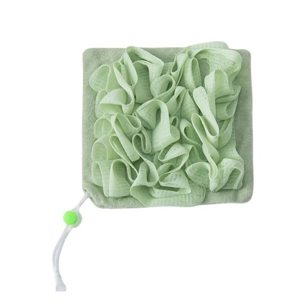 Prosop de Baie 2în1 cu Burete din Plasă, Verde, 17×17 cm