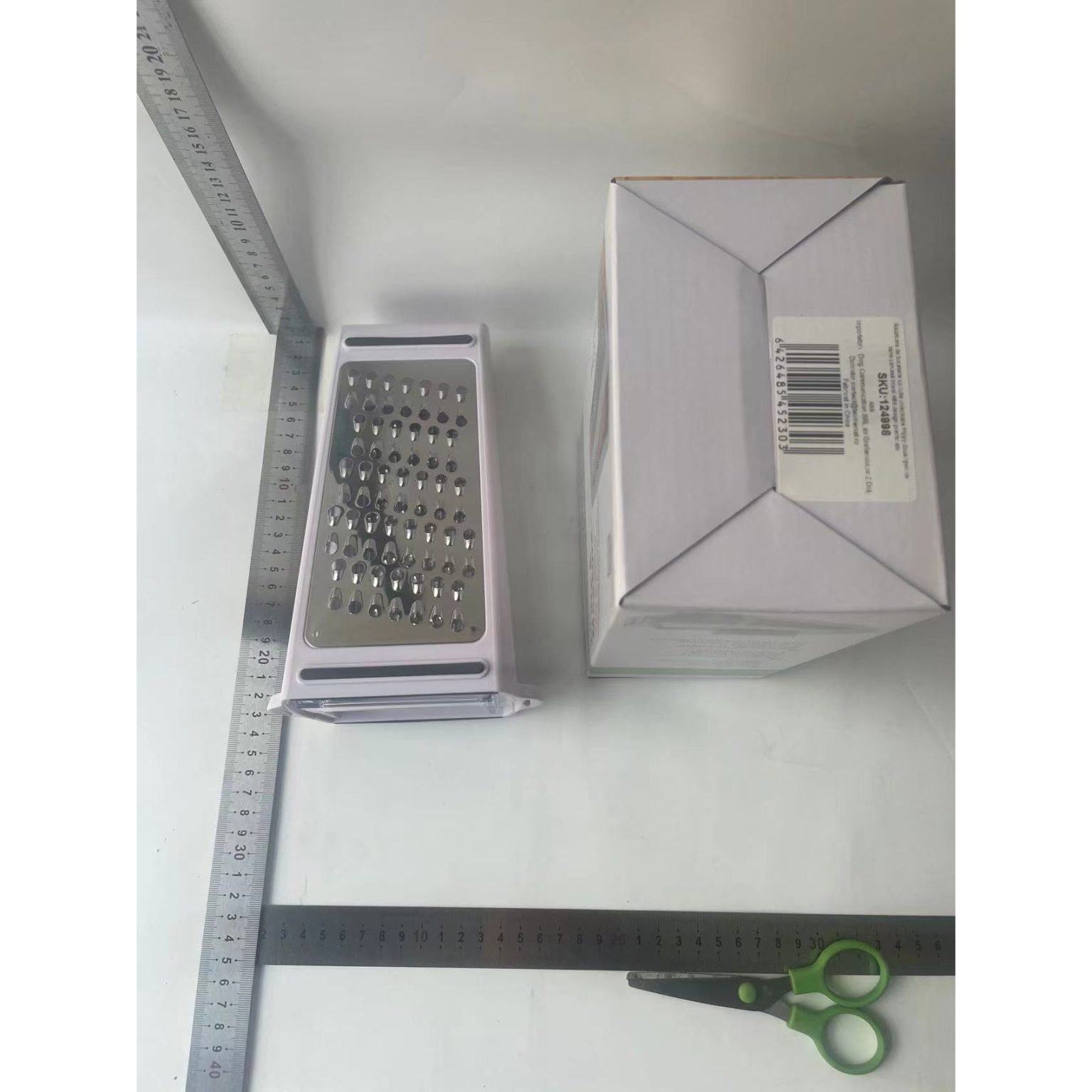 Răzătoare de Bucătărie cu Cutie Colectoare, 2 Lame, Inox & ABS, Alb - Image 3