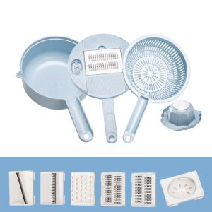 Răzătoare Multifuncțională 10-în-1 pentru Legume și Fructe – Albastru, 27.6x8 cm