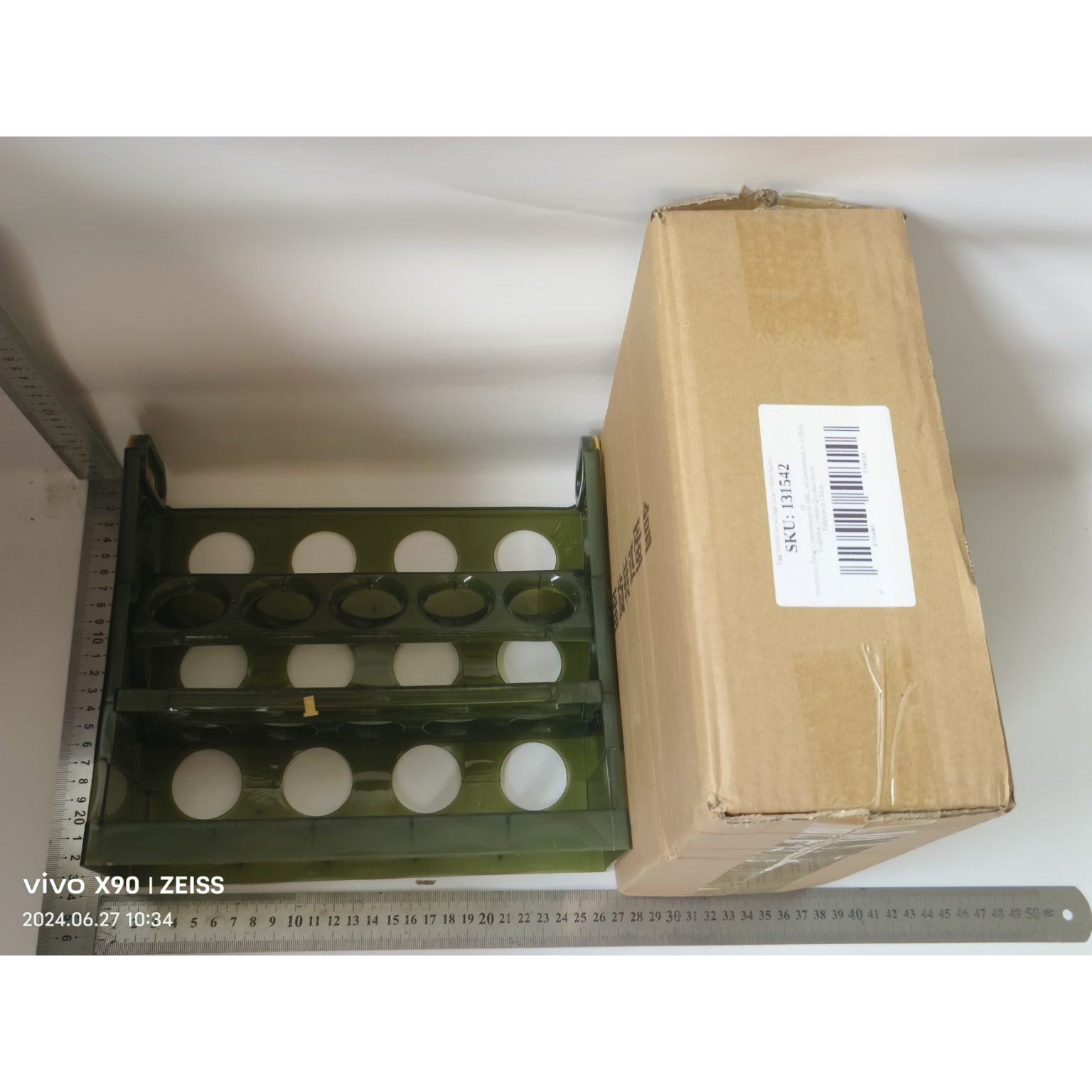 Suport Organizator Ouă cu 3 Straturi, Verde Transparent, 30 Ouă, 25.5x10x23 cm, cu Indicator de Expirare - Image 9