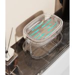 Săpunieră cu suport 2 în 1, pentru perete sau blat, scurgere optimă, PET, argintiu transparent - Image 5