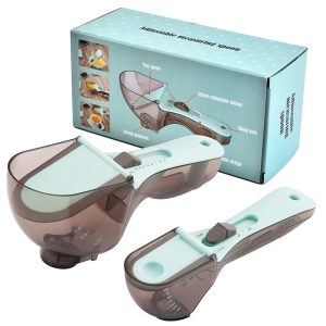 Set 2 Cupe de Măsurat Reglabile, pentru Lichide și Solide, 5–130 ml, Albastru