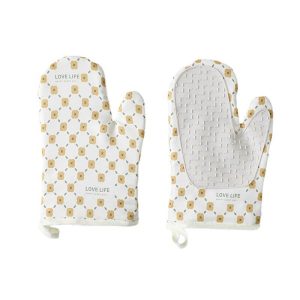 Set 2 mănuși cuptor, rezistente la 330°C, textil & cauciuc, 26.5x18 cm – alb