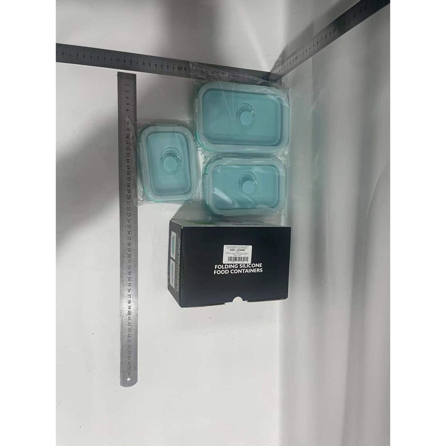 Set 3 Caserole Pliabile din Silicon – 350/500/800 ml, Microunde, Albastru - Image 7