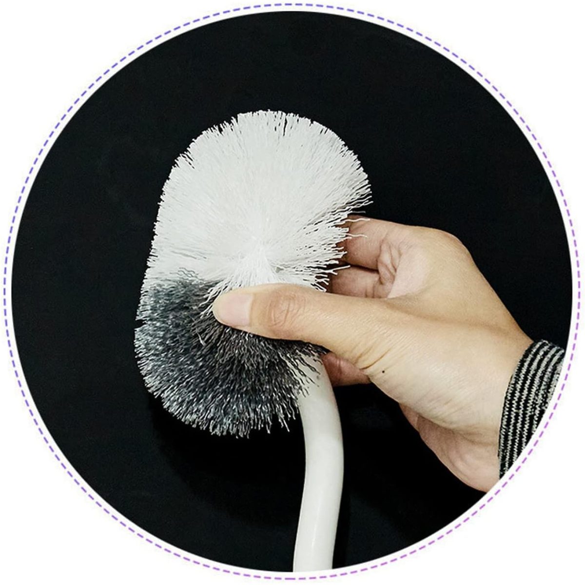 Set 3 Perii Toaletă din Silicon cu Cap Flexibil și Suport de Perete – Gri/Alb - Image 4