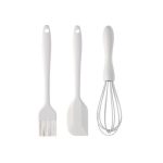 Set 3 Ustensile Bucătărie  Silicon & Inox, Alb Ivory