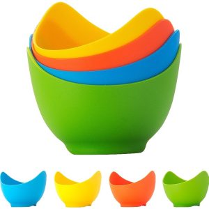 Set 4 Forme Ouă Poșate  Silicon Termorezistent, Multicolor