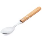Set 4 tacâmuri din oțel inoxidabil 304 cu mâner din lemn de fag – lingură, linguriță, cuțit, furculiță, gri, 20 x 4 x 2 cm - Image 4