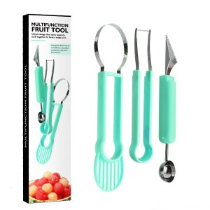 Ustensilă 4 în 1 Fructe  Inox & Plastic, 28x6.2 cm, Verde