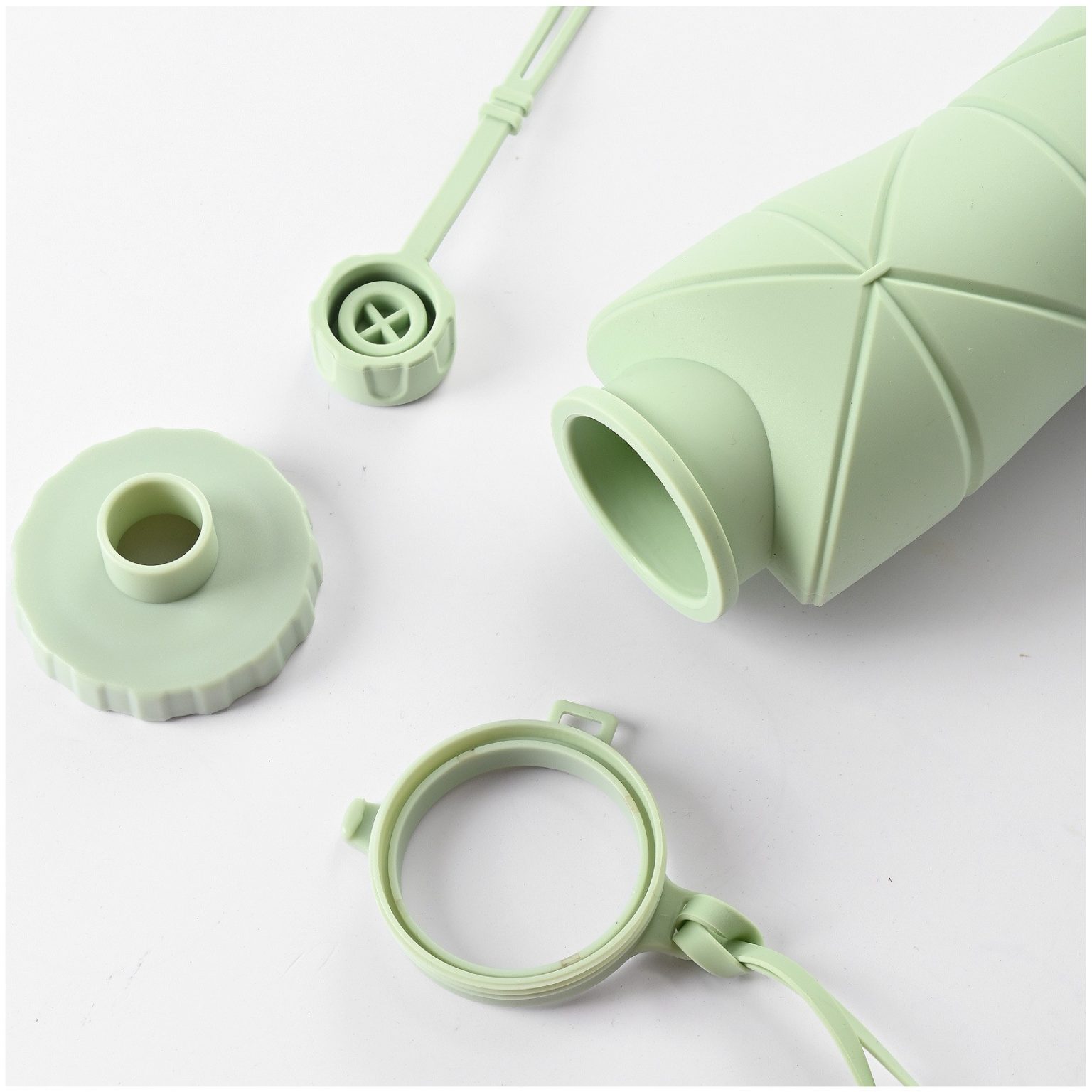 Sticlă Apă Pliabilă din Silicon, Reutilizabilă, 600 ml, 22x7.8 cm, Verde - Image 6