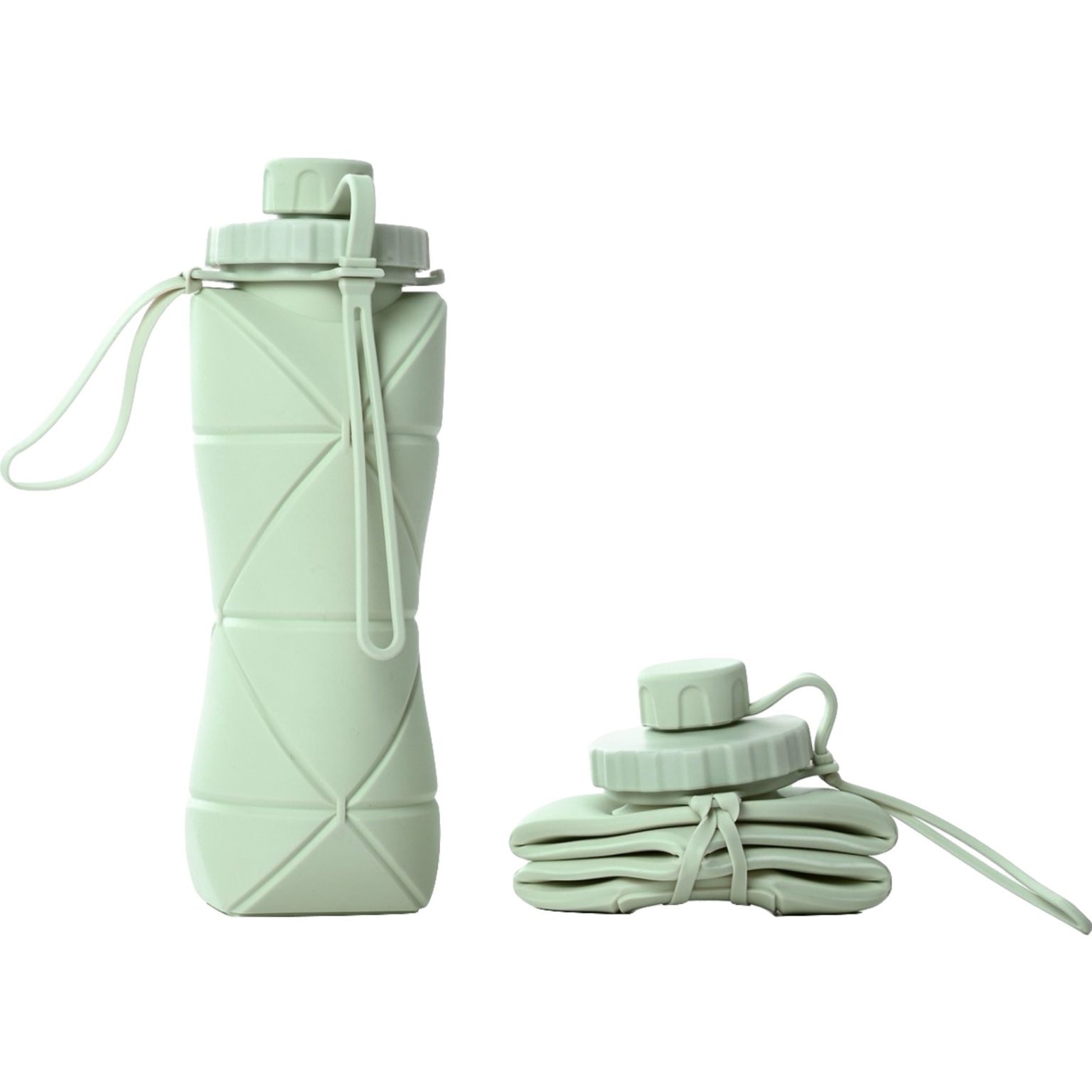 Sticlă Apă Pliabilă din Silicon, Reutilizabilă, 600 ml, 22x7.8 cm, Verde - Image 1
