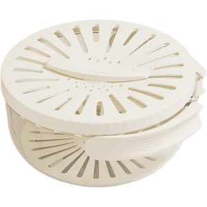 Strecurătoare 2 în 1 cu Mâner și Capac – Alb, 15.5x8.3 cm, PP