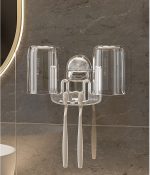 Suport Dublu Transparent pentru Pahar și Periuță – Plastic, 11 x 11.5 cm - Image 4