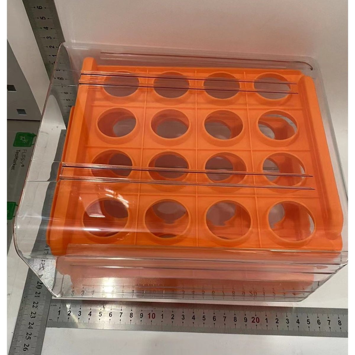 Suport pentru Ouă, Strat Dublu, Capacitate 32 Ouă, 23.5x21.5 cm, Plastic Portocaliu - Image 6
