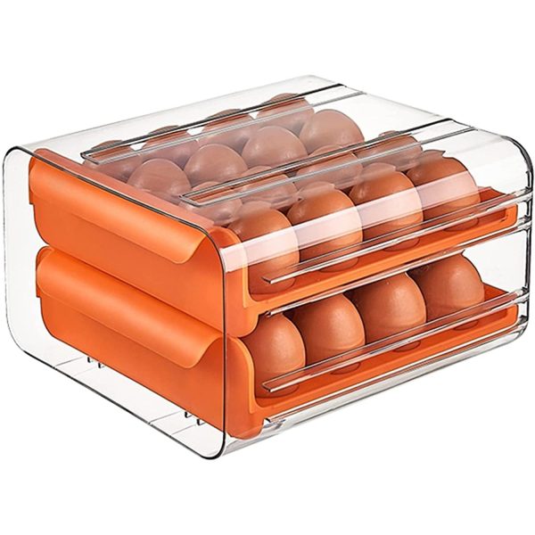 Suport pentru Ouă, Strat Dublu, Capacitate 32 Ouă, 23.5x21.5 cm, Plastic Portocaliu