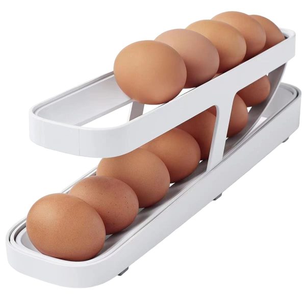 Suport pentru Ouă – 2 Straturi, pentru Ușa Frigiderului, 36x8.2x10 cm, Alb