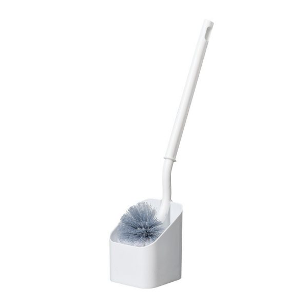 Perie de Toaletă cu Mâner Curbat și Suport, 40x12 cm, Peri Flexibili, Alb